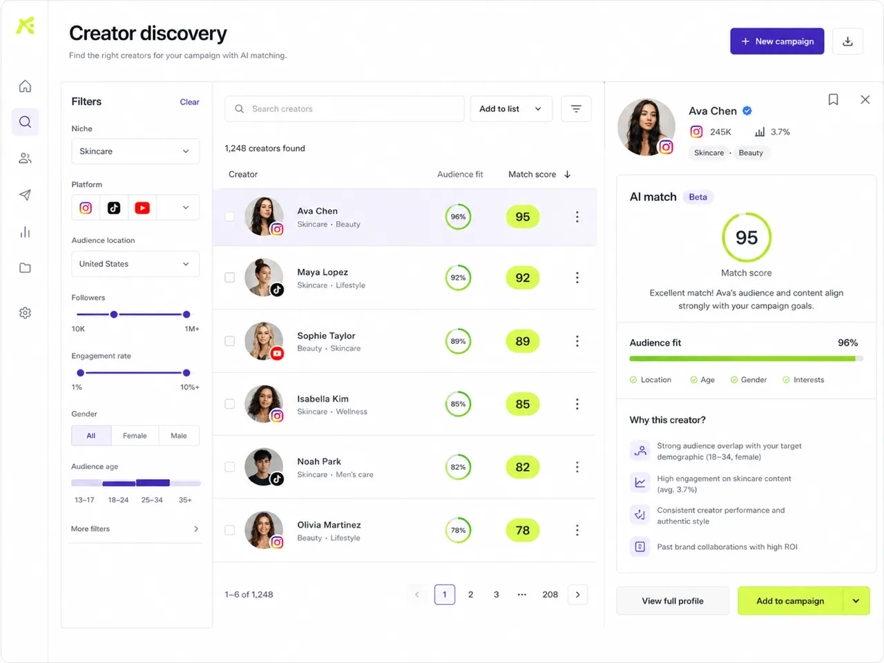 AI creator discovery & rating — product screenshot