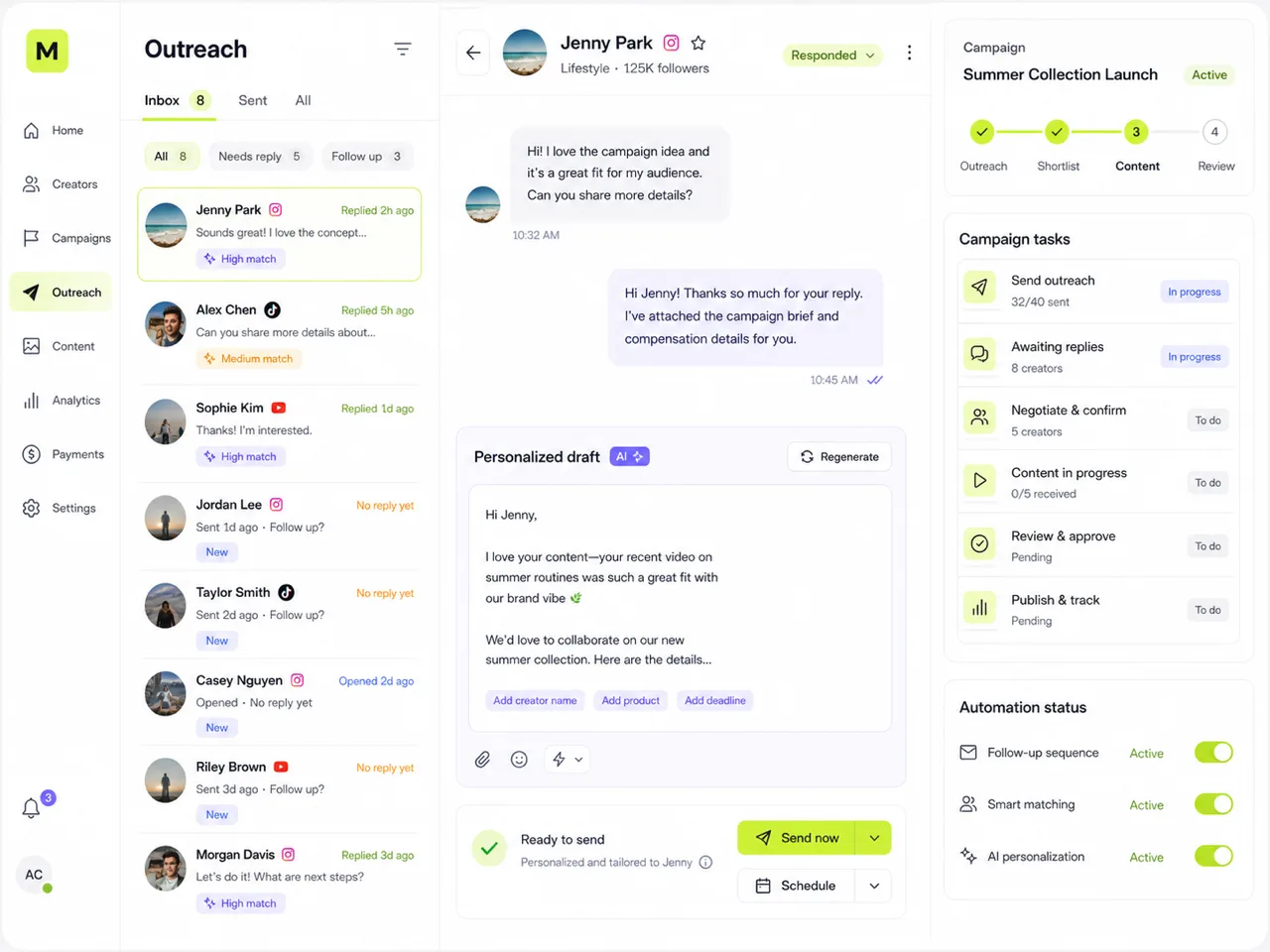 AI outreach on autopilot — product screenshot